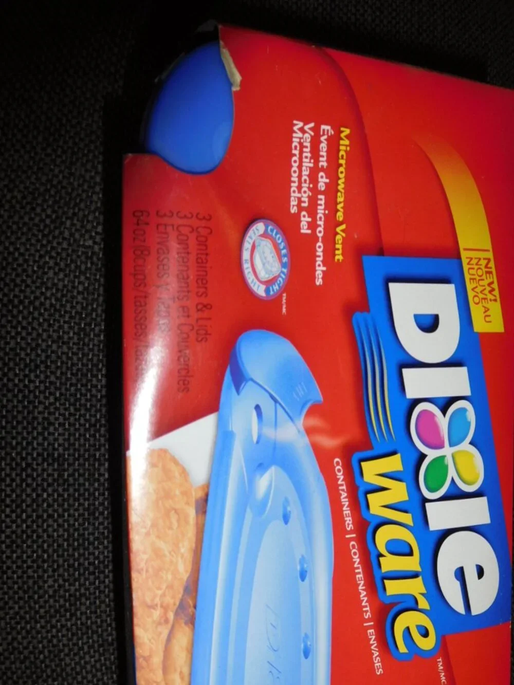 Dixie Ware 3 Count Pack Plastic Food Containers Microwave Vent 64 oz Square NEW